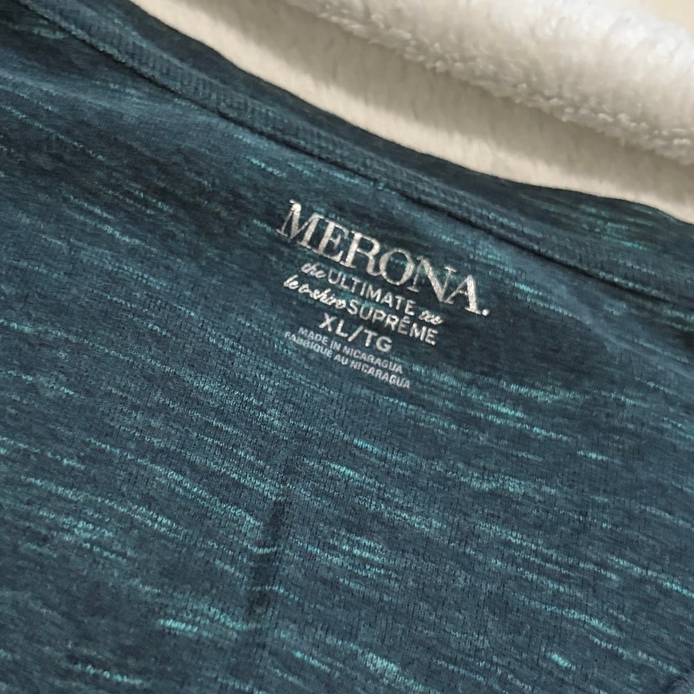 Merona Heathered Dark Teal V-Neck Long Sleeve Top - Picture 2 of 3